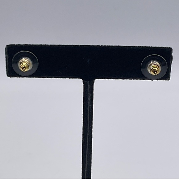 Earrings Cloisonne Stud Butterfly Flower Gold Tone Heart White 80s Vintage Jewel - Picture 4 of 6